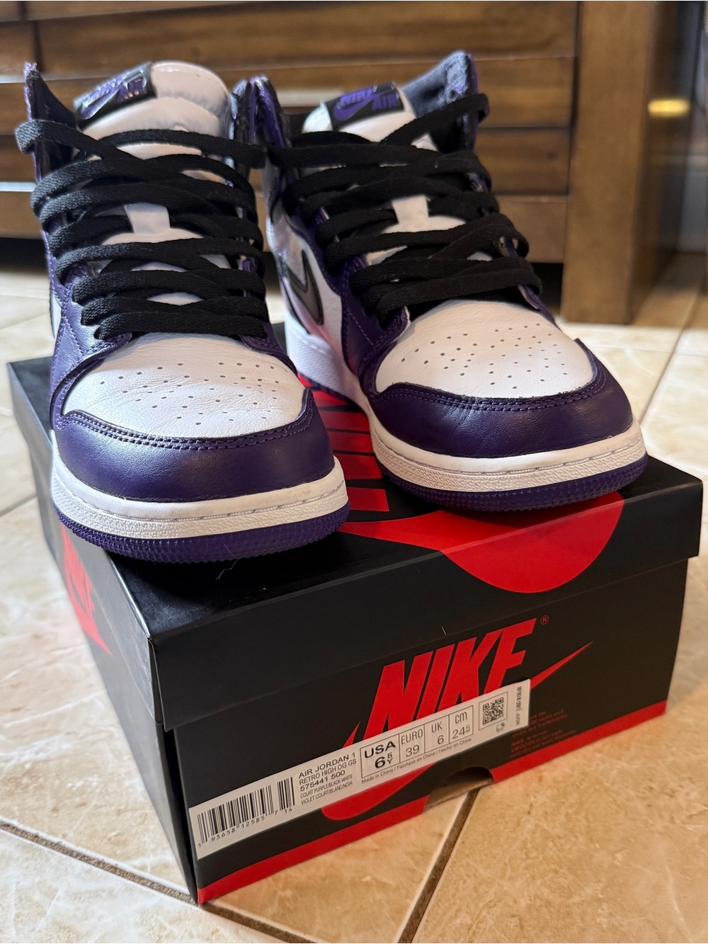 Nike Air Jordan 1 Low White & Purple with Black Accents